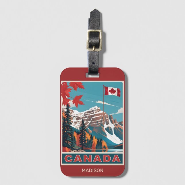 Custom Name Canada Travel Poster Luggage Tag (Front Vertical)
