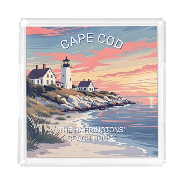 Custom Name Cape Cod Massachusetts Acrylic Tray (Front)
