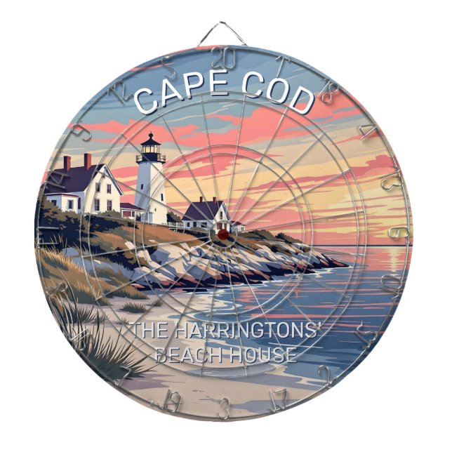Custom Name Cape Cod Massachusetts Dart Board (Front)