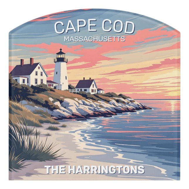 Custom Name Cape Cod Massachusetts Door Sign (Contour Front)