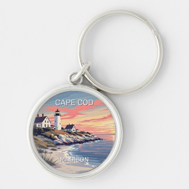 Custom Name Cape Cod Massachusetts Keychain (Front)