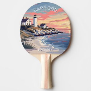 Custom Name Cape Cod Massachusetts Ping Pong Paddle