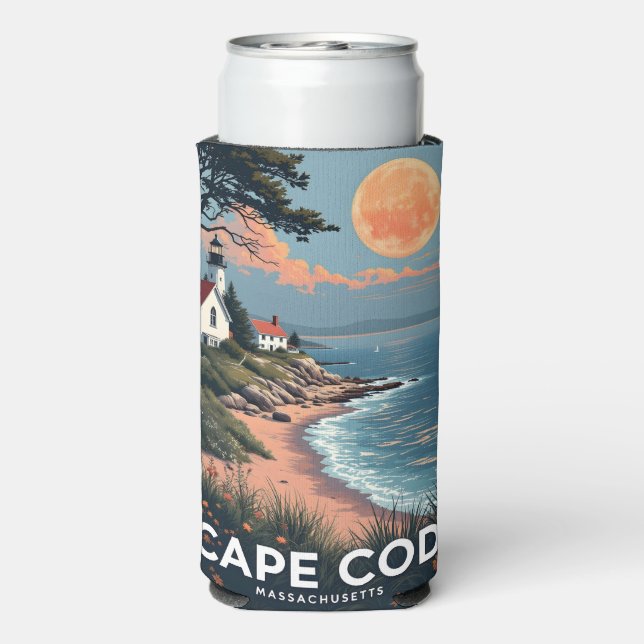 Custom Name Cape Cod Massachusetts Seltzer Can Cooler (Seltzer Back)