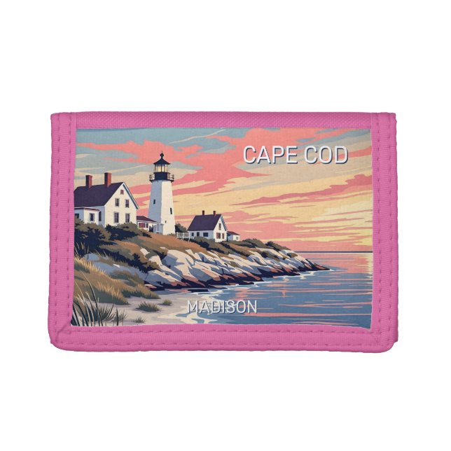 Custom Name Cape Cod Massachusetts Tri-fold Wallet (Front)