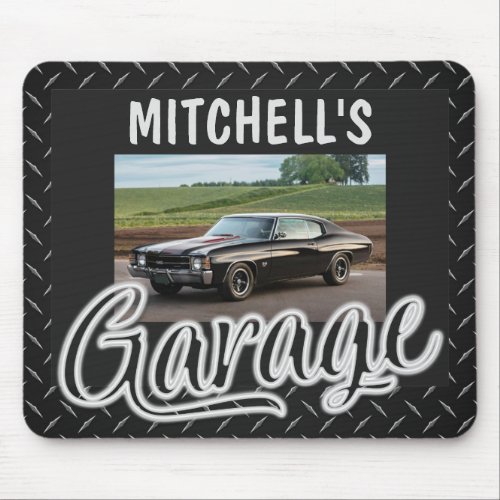 Custom NAME CAR Photo Retro Hot Rod Racing Garage Mouse Pad