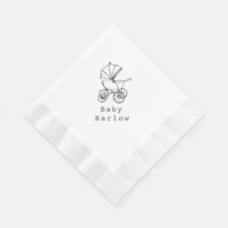 Custom Name Carriage Baby Shower Napkins