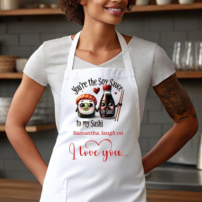 Custom Name Cartoon Food Love Valentine Apron (Custom Name Cartoon Food Love Valentine Apron)