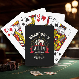 Custom Name Casino Bachelor Party Black Poker Cards