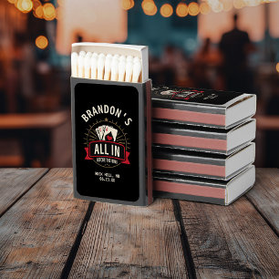Custom Name Casino Bachelor Party Black Poker Matchboxes