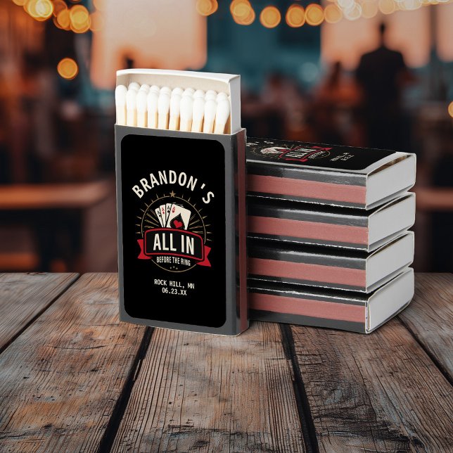 Custom Name Casino Bachelor Party Black Poker Matchboxes (Creator Uploaded)