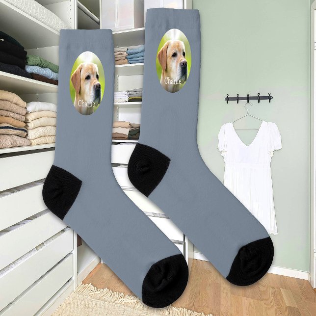 Custom Name Cat Dog Photo Modern Personalized Sock (Creator Uploaded)