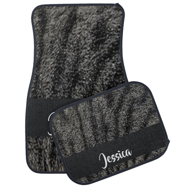 Custom name cat fur car floor mat (Set)