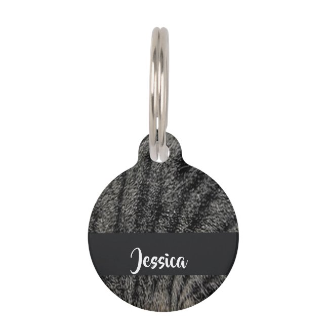 Custom name cat fur pet ID tag (Front)