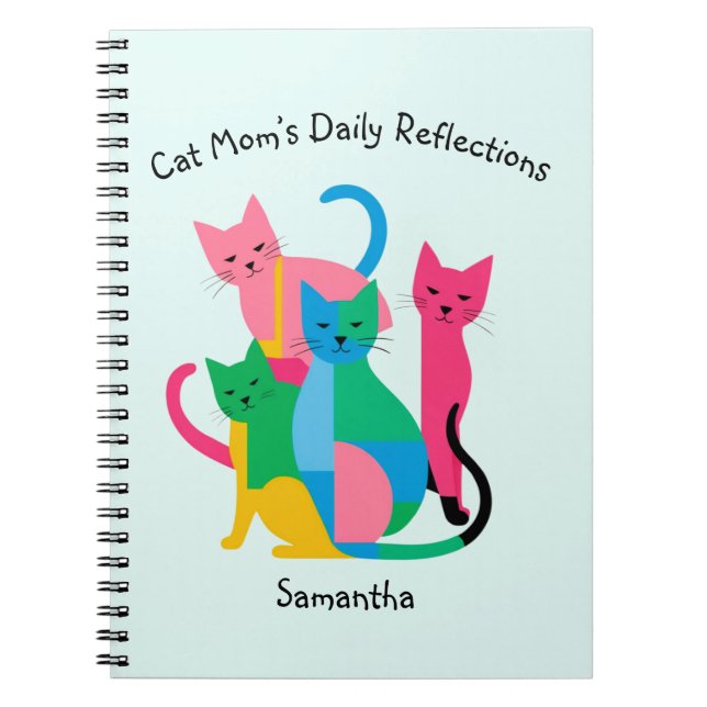 Custom Name Cat Mom's Reflections Notebook (Front)