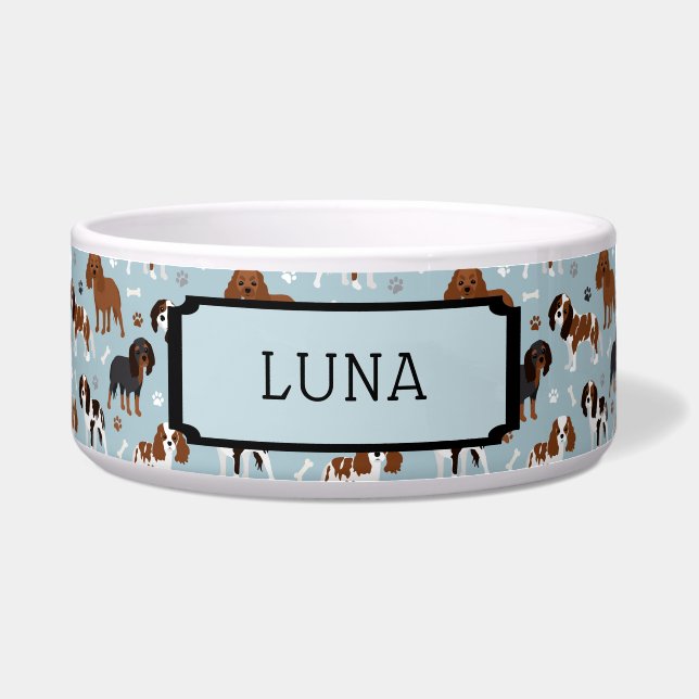 Custom Name Cavalier King Charles Spaniel Bowl (Front)