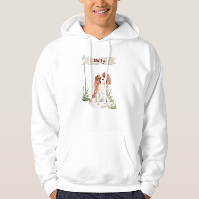 Custom Name Cavalier King Charles Spaniel Pet Dog Hoodie (Front)
