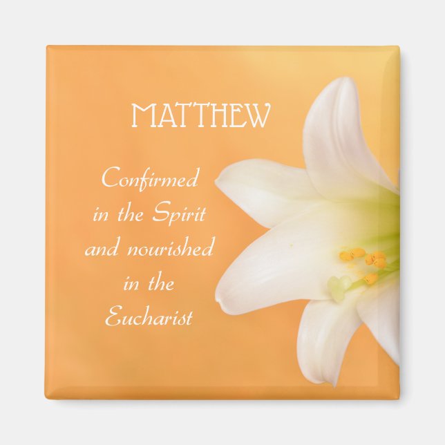 Custom Name, Celebrating RCIA Congratulations Lily Magnet (Front)