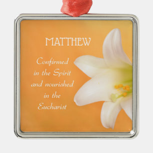 Custom Name, Celebrating RCIA Congratulations Lily Metal Ornament
