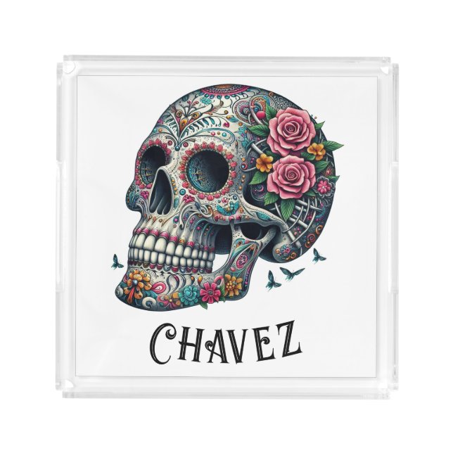 Custom Name Celebration of Life and Death Acrylic Tray (Front)