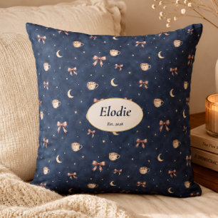 Custom Name Celestial Cottagecore Moon Cozy Gift Throw Pillow