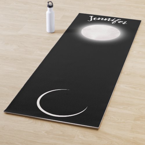 Custom Name Celestial Full moon Crescent moon  Yoga Mat