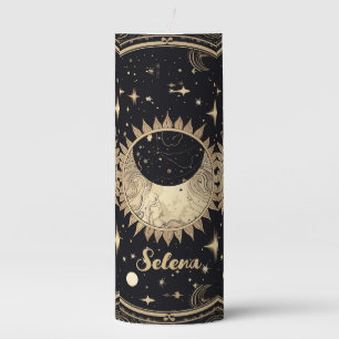 Custom Name Celestial Stars Sun Moon Pillar Candle