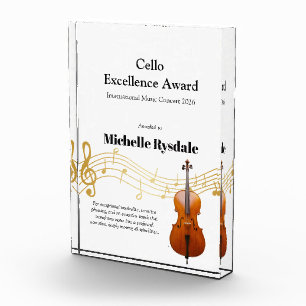Custom Name Cello String Music Excellence Award