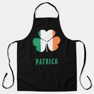 Custom Name Celtic Ireland Shamrock Irish Flag Apron