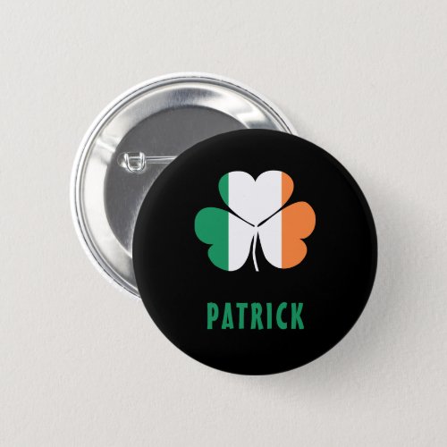Custom Name Celtic Ireland Shamrock Irish Flag Button