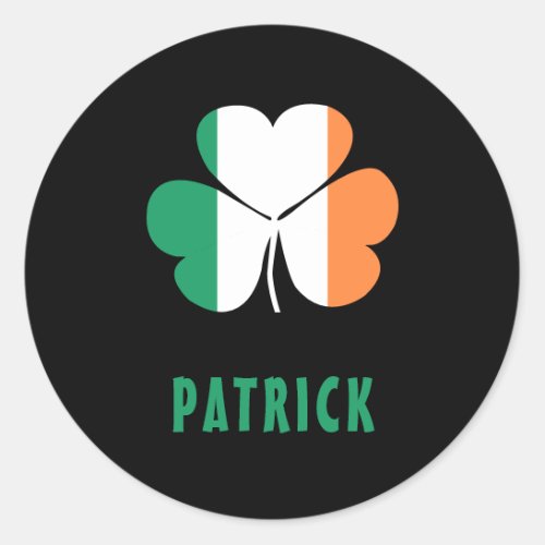 Custom Name Celtic Ireland Shamrock Irish Flag Classic Round Sticker