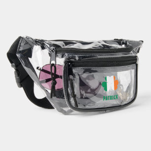 Custom Name Celtic Ireland Shamrock Irish Flag Clear Fanny Pack