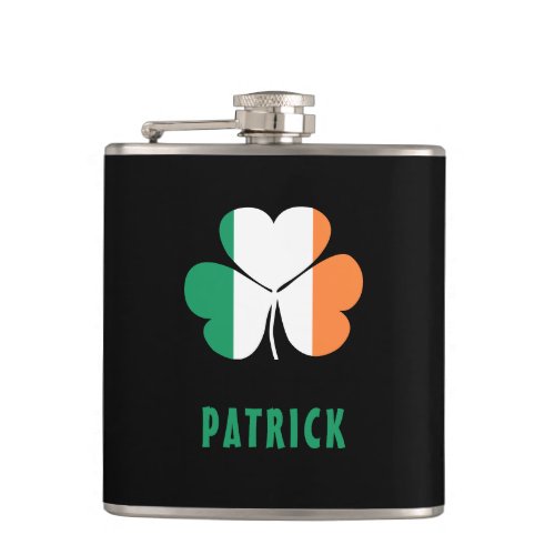 Custom Name Celtic Ireland Shamrock Irish Flag Flask