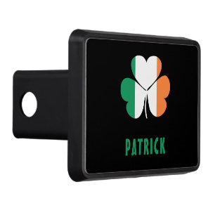 Custom Name Celtic Ireland Shamrock Irish Flag Hitch Cover