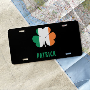 Custom Name Celtic Ireland Shamrock Irish Flag License Plate