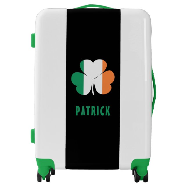 Custom Name Celtic Ireland Shamrock Irish Flag Luggage (Front)