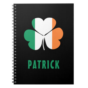 Custom Name Celtic Ireland Shamrock Irish Flag Notebook