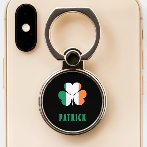 Custom Name Celtic Ireland Shamrock Irish Flag Phone Ring Stand