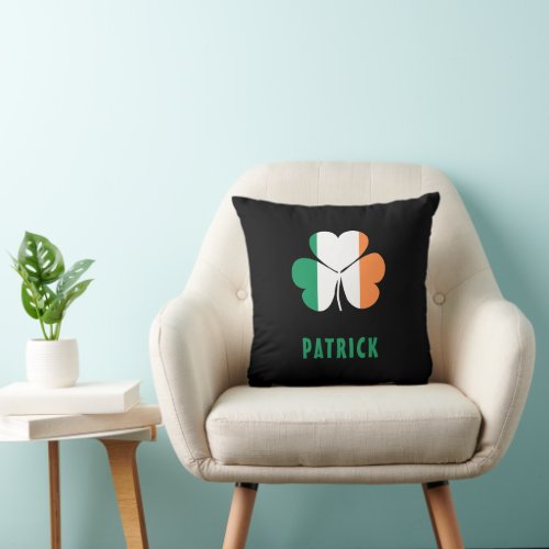 Custom Name Celtic Ireland Shamrock Irish Flag Throw Pillow