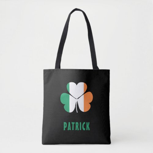 Custom Name Celtic Ireland Shamrock Irish Flag Tote Bag