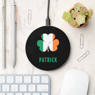 Custom Name Celtic Ireland Shamrock Irish Flag Wireless Charger