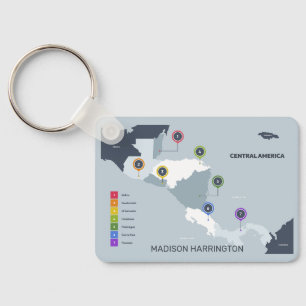 Custom Name Central America Map Keychain