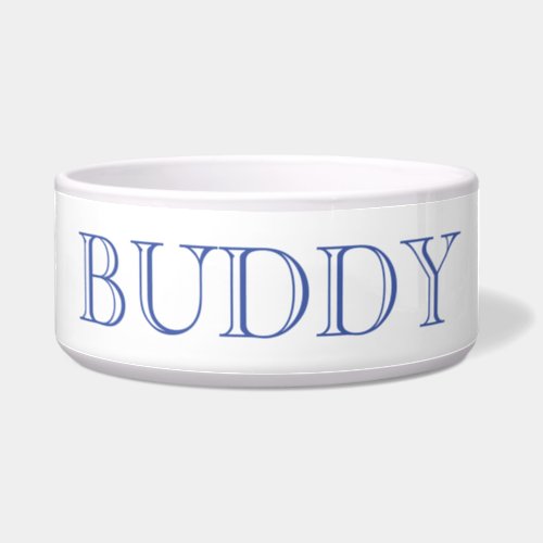 Custom Name Ceramic Pet Bowl Dog Cat Simple Blue