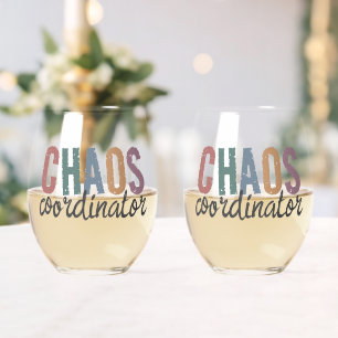 Custom Name Chaos Coordinator Manager Supervisor Stemless Wine Glass