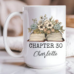Custom Name Chapter 30 Mug Milestone Birthday Gift<br><div class="desc">Celebrate milestones with our 'Chapter 30, 20, 25' mug! Featuring book flowers and custom names, it's a perfect birthday gift for her, mom, or friends. Chapter 30 mug, Chapter 20 mug, Chapter 25 mug, personalized mug, custom name mug, book flowers mug, milestone birthday mug, birthday gift mug, gift for her,...</div>