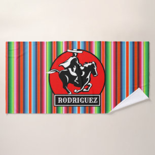 Custom NAME Charro Horse Spanish Mexican Serape Bath Towel