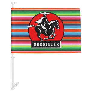 Custom NAME Charro Horse Spanish Mexican Serape Car Flag