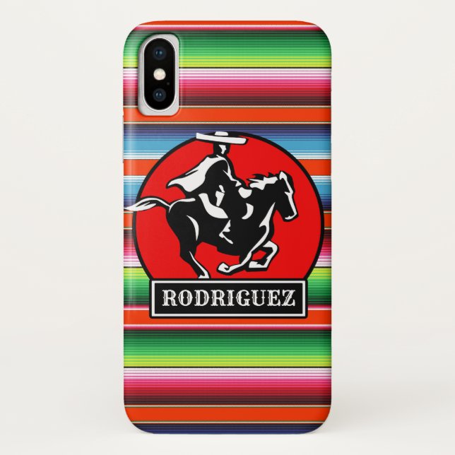 Custom NAME Charro Horse Spanish Mexican Serape Case-Mate iPhone Case (Back)