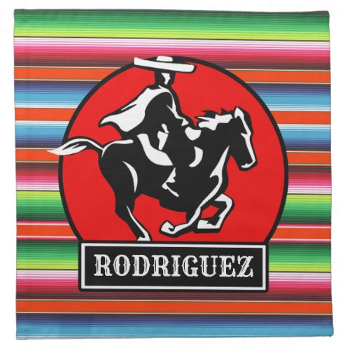 Custom NAME Charro Horse Spanish Mexican Serape Cloth Napkin