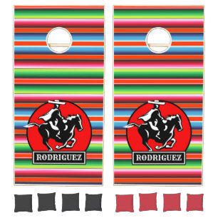 Custom NAME Charro Horse Spanish Mexican Serape Cornhole Set