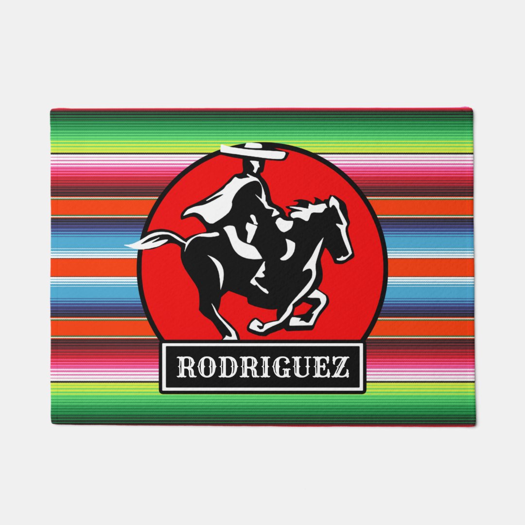 Custom NAME Charro Horse Spanish Mexican Serape Doormat Zazzle